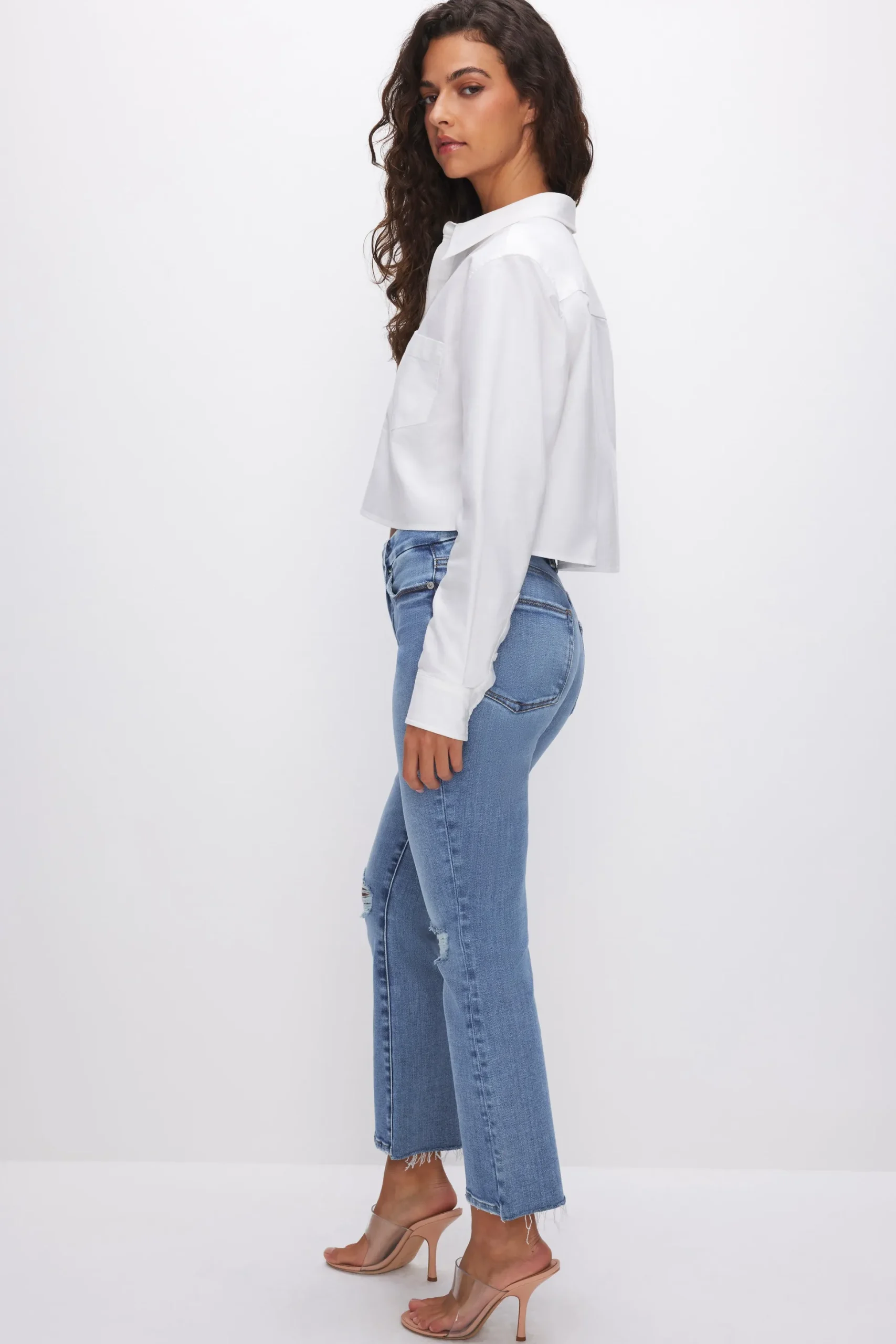 soft tech good legs cropped mini boot jeans