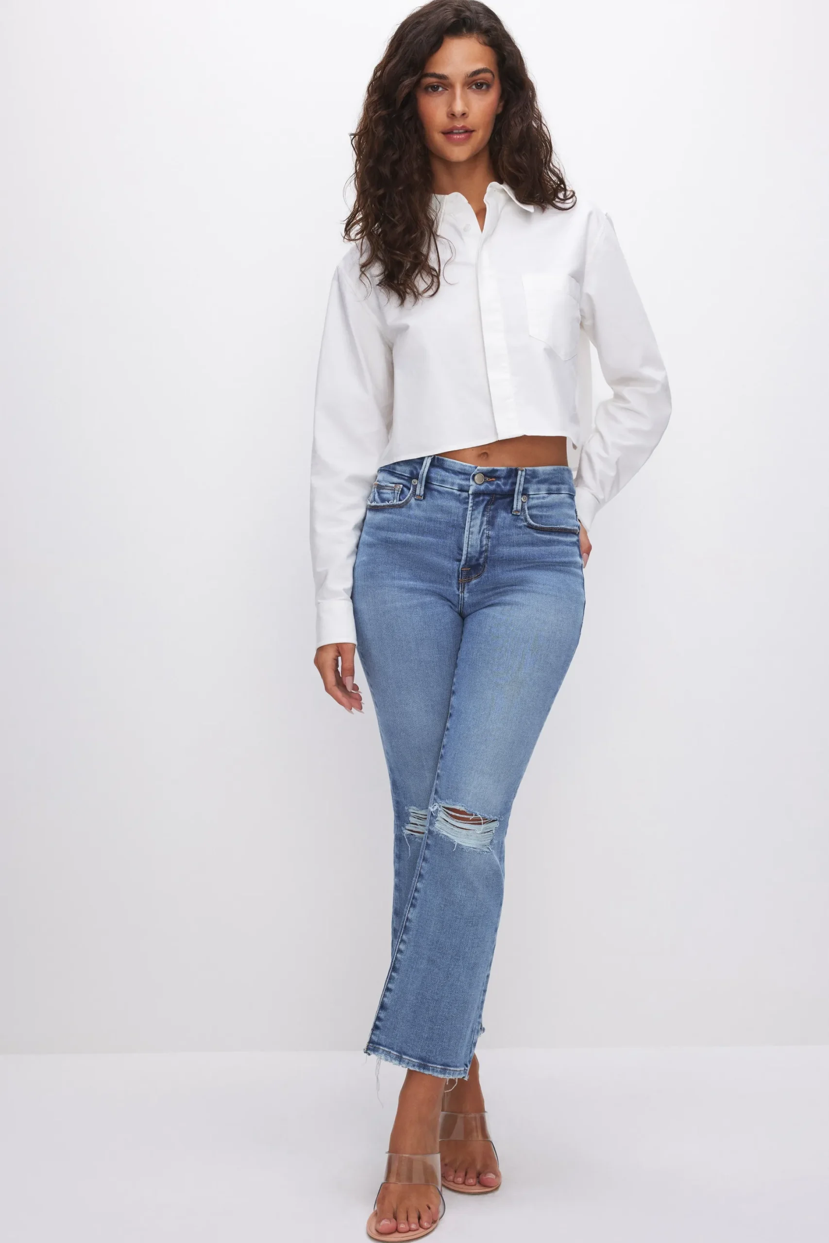 soft tech good legs cropped mini boot jeans
