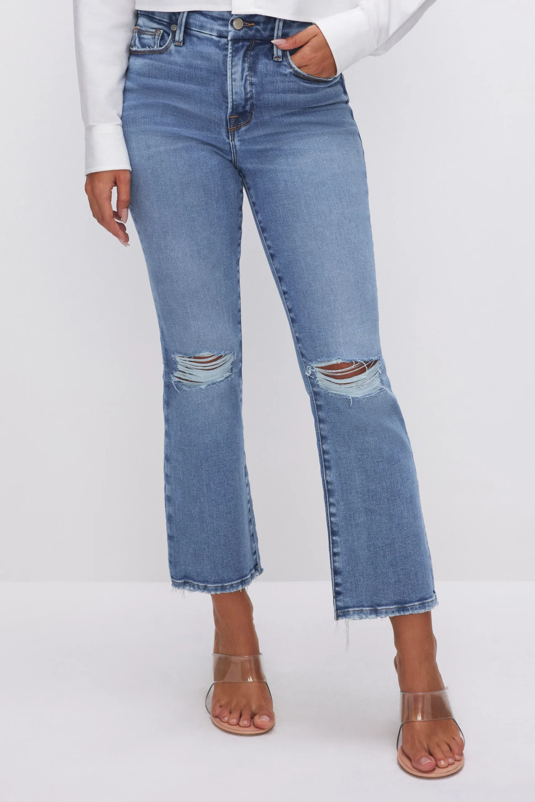 soft tech good legs cropped mini boot jeans