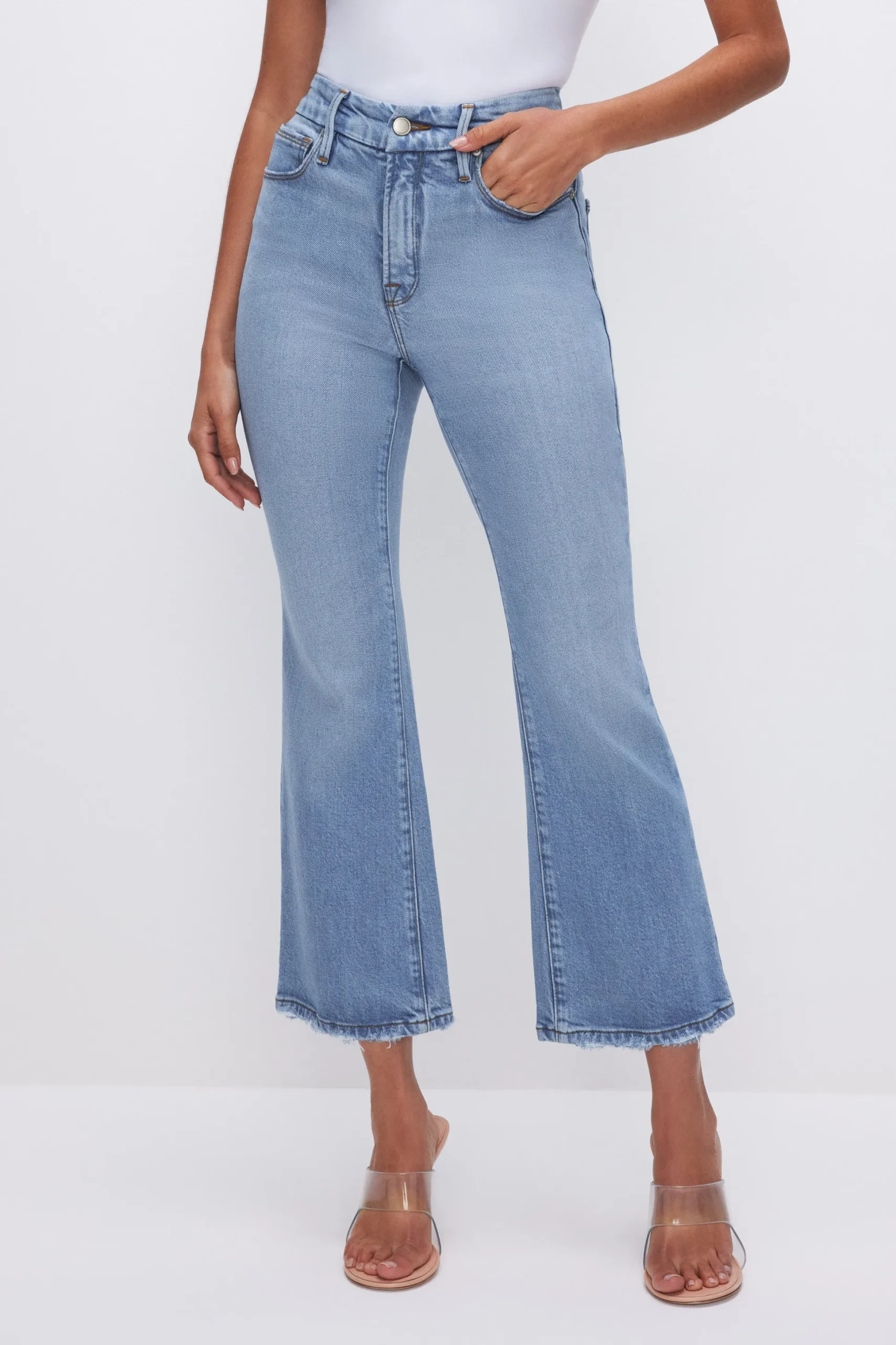 soft-tech good legs cropped mini boot jeans