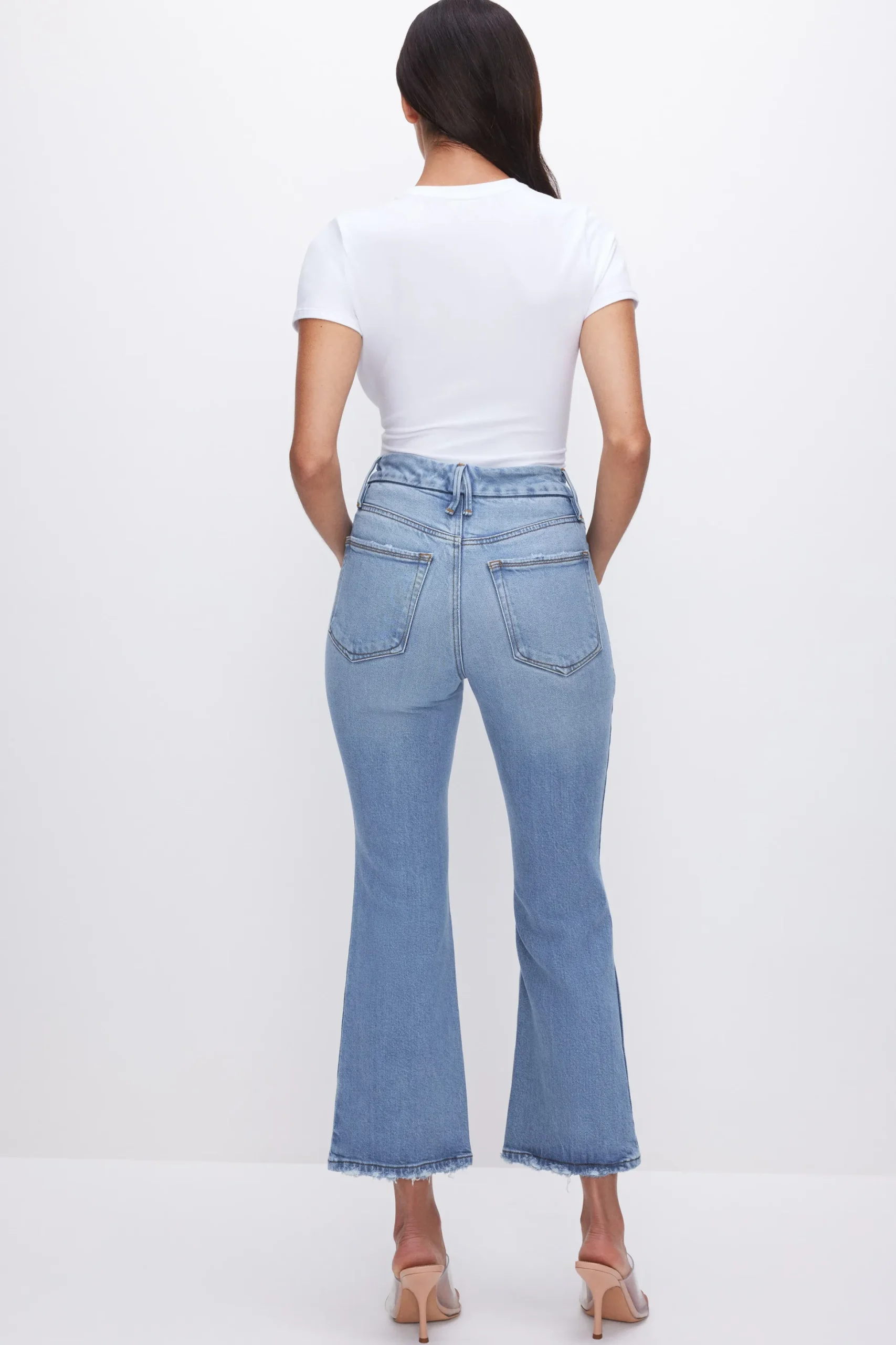 soft-tech good legs cropped mini boot jeans