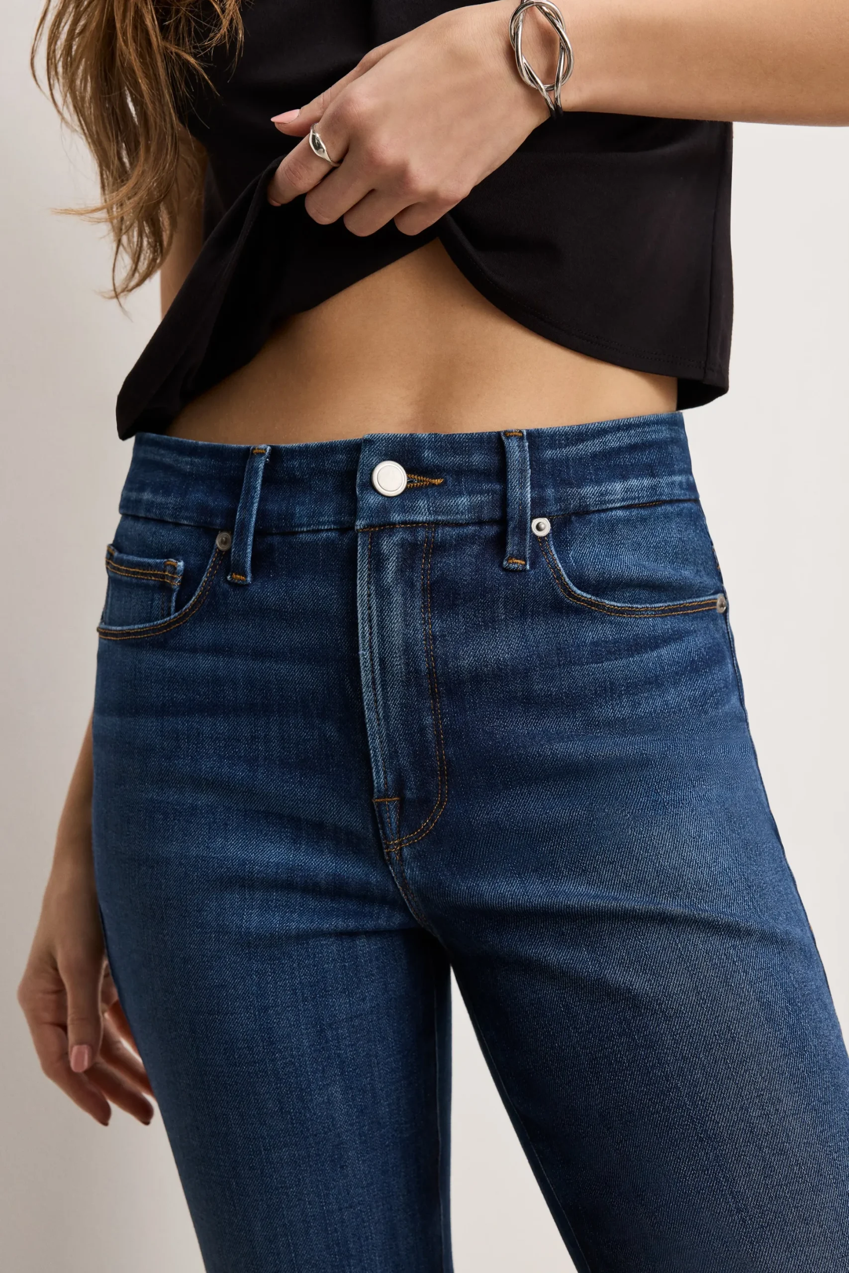 soft tech good legs cropped mini boot jeans