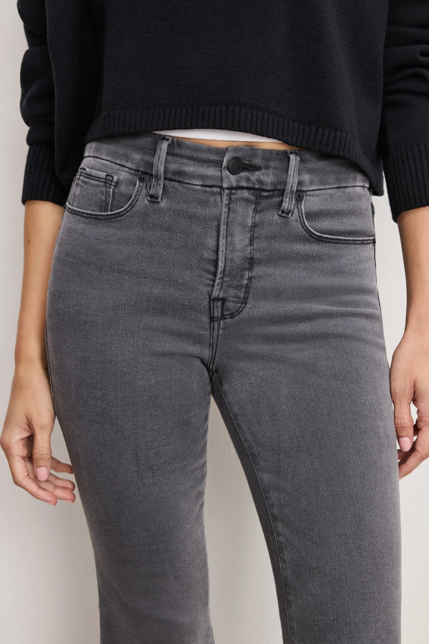 soft tech good legs cropped mini boot jeans