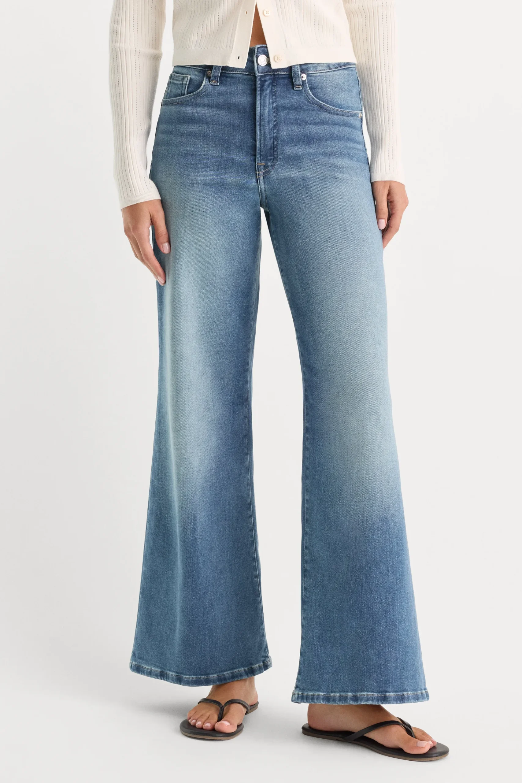 soft tech good waist palazzo ankle jeans