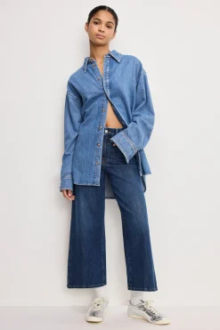 soft tech good waist palazzo cropped jeans