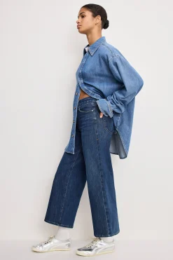 soft tech good waist palazzo cropped jeans