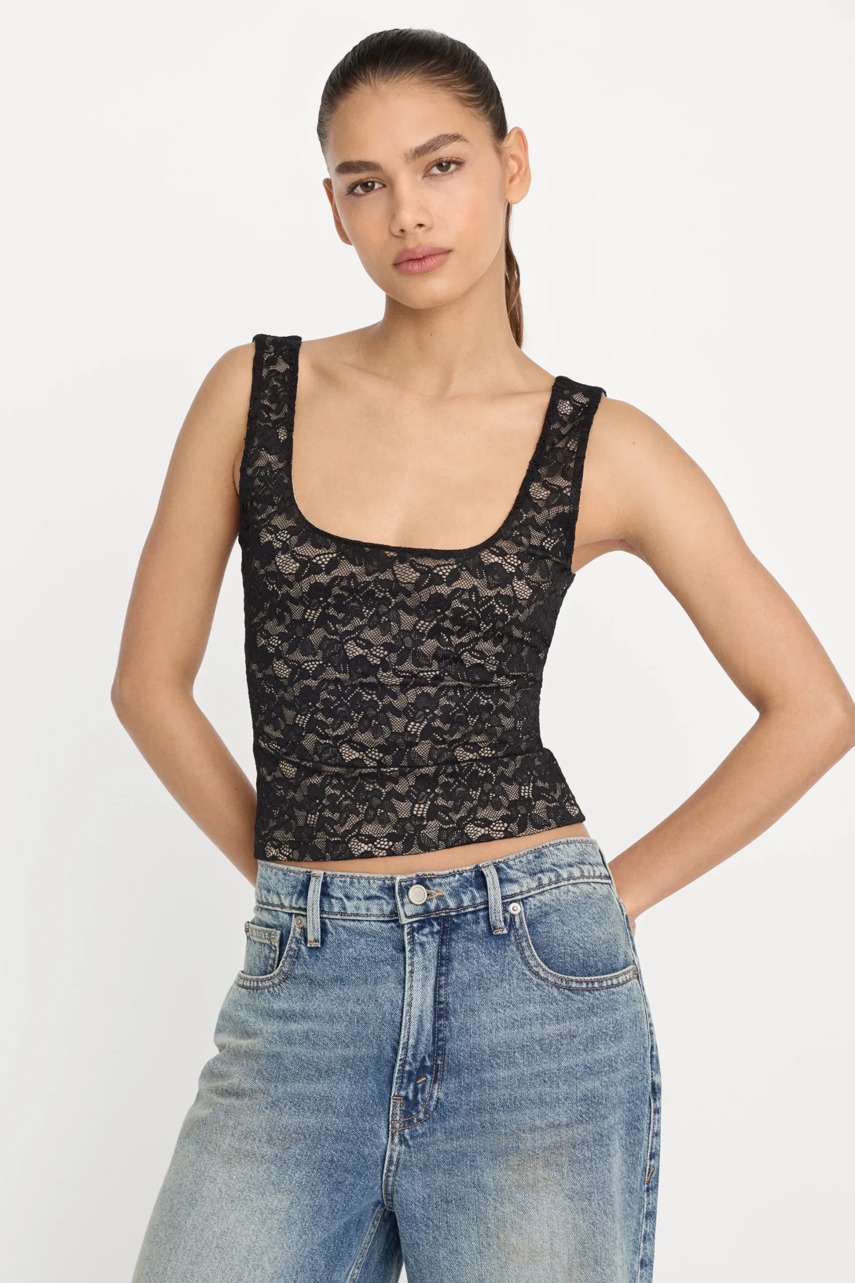 stretch lace scoop tank