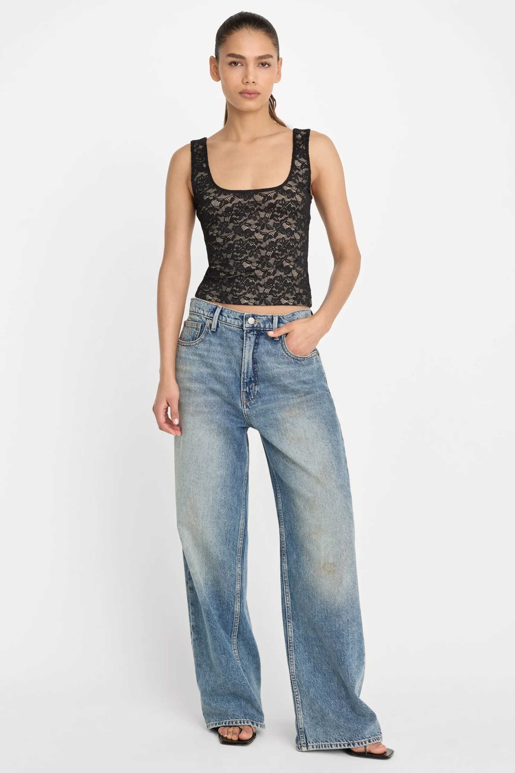 stretch lace scoop tank