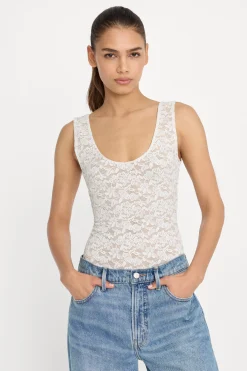 stretch lace scoop tank bodysuit
