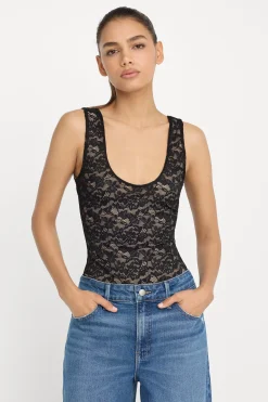 stretch lace scoop tank bodysuit