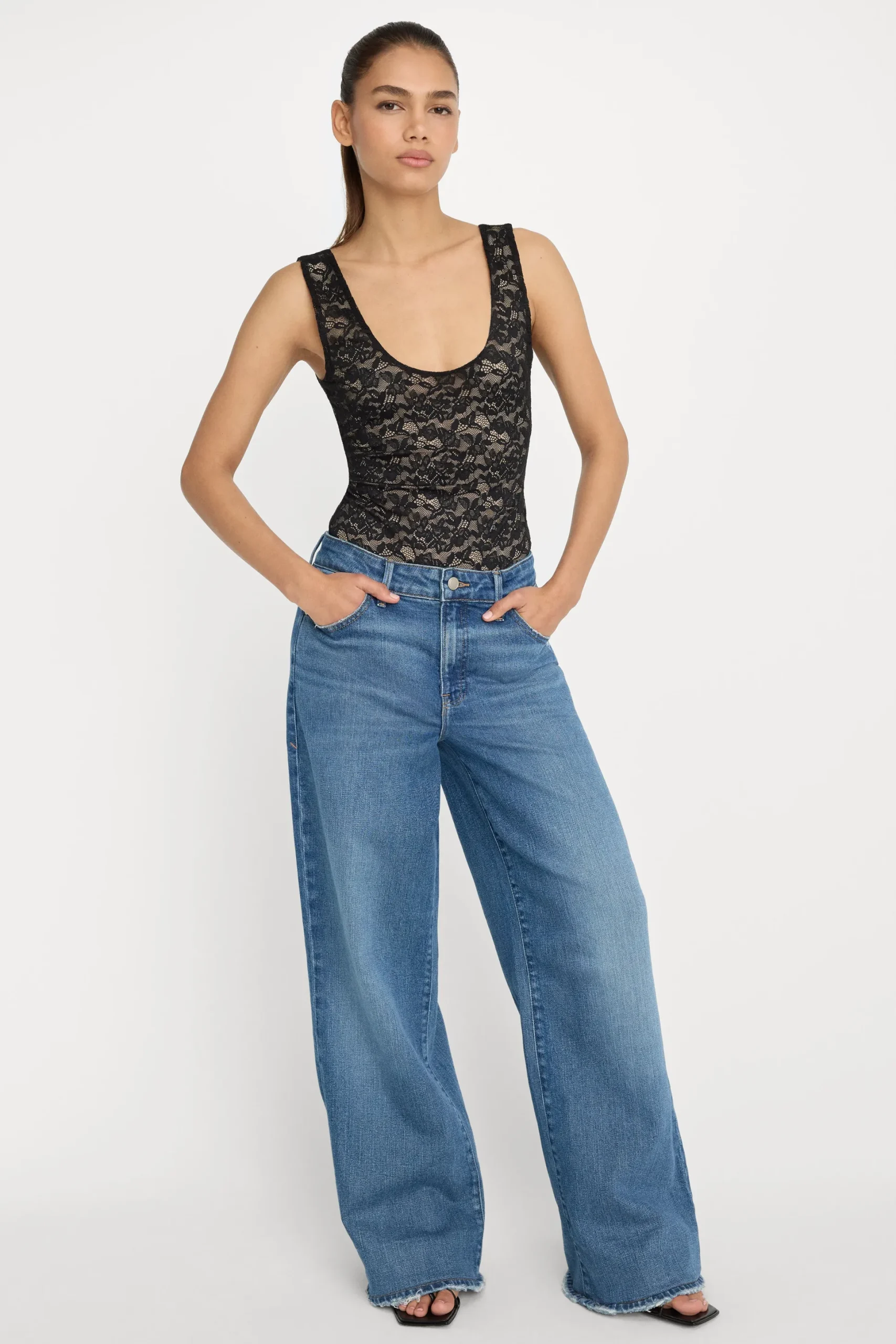 stretch lace scoop tank bodysuit