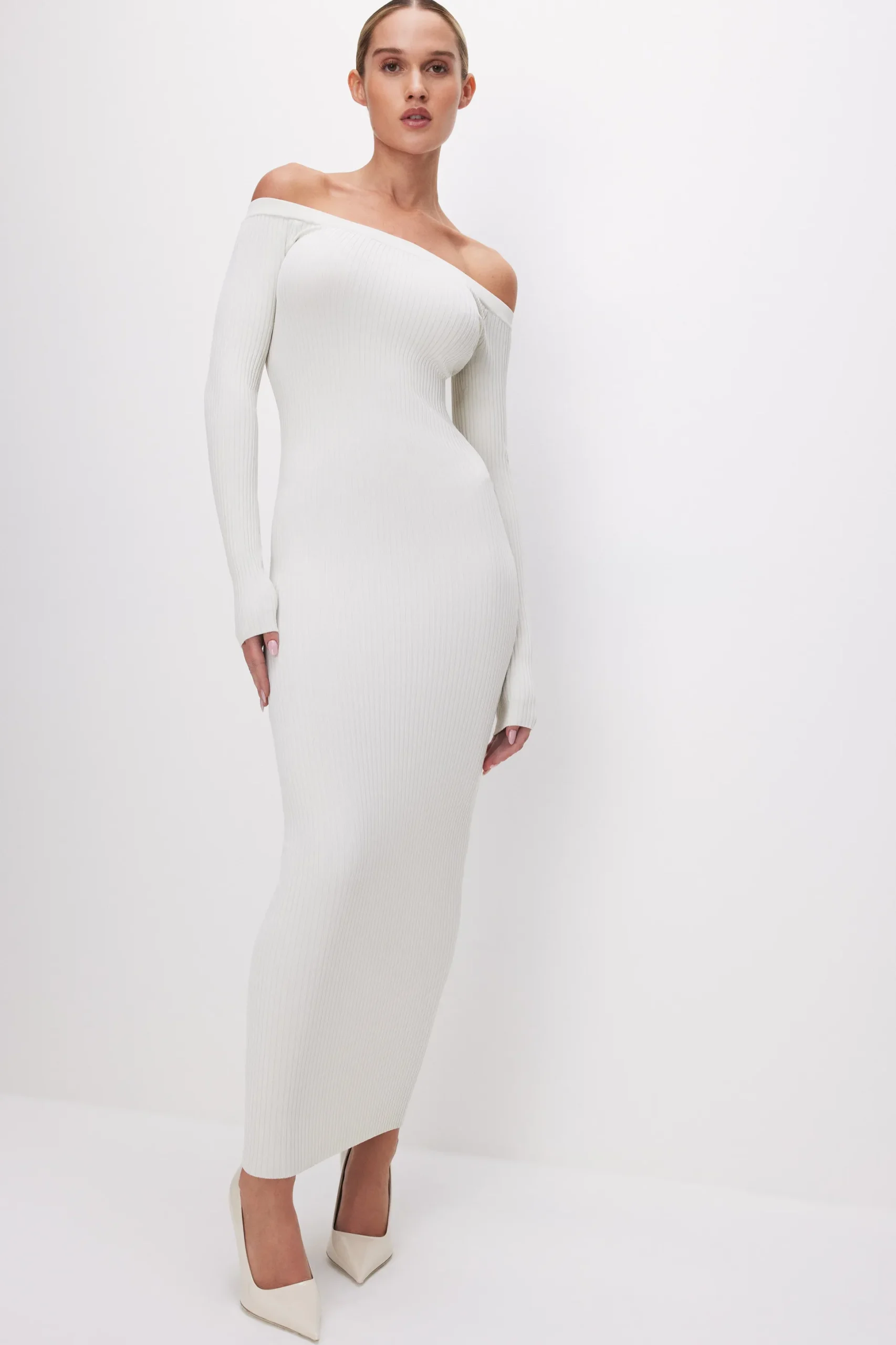 stretch rib maxi dress
