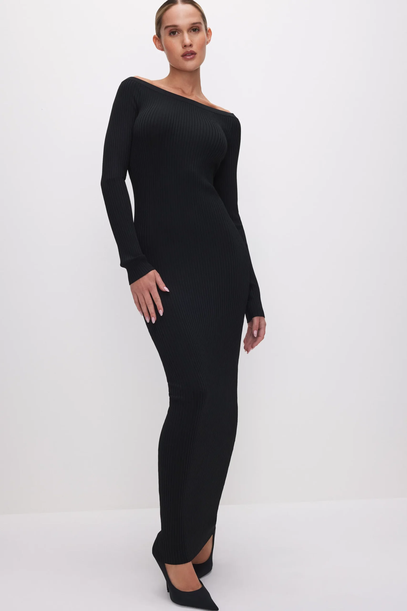 stretch rib maxi dress
