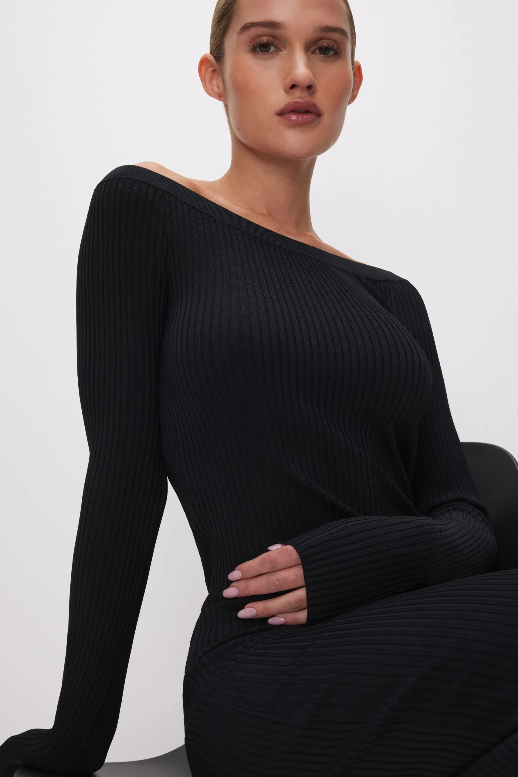 stretch rib maxi dress