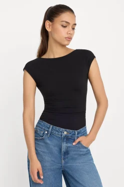 super stretch open back body suit
