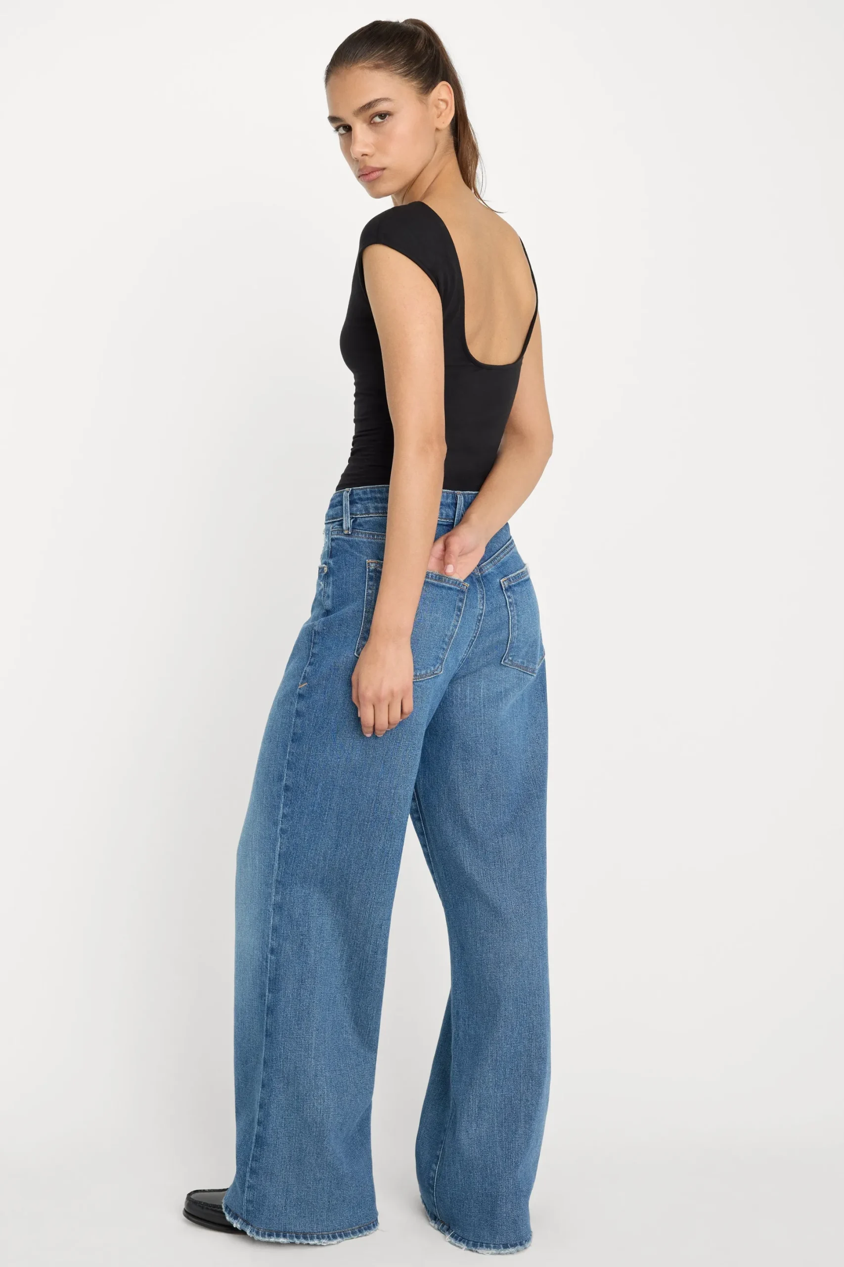 super stretch open back body suit