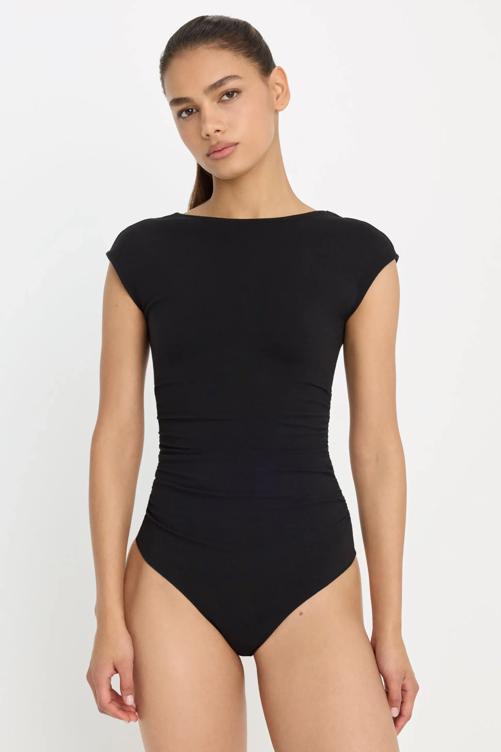 super stretch open back body suit