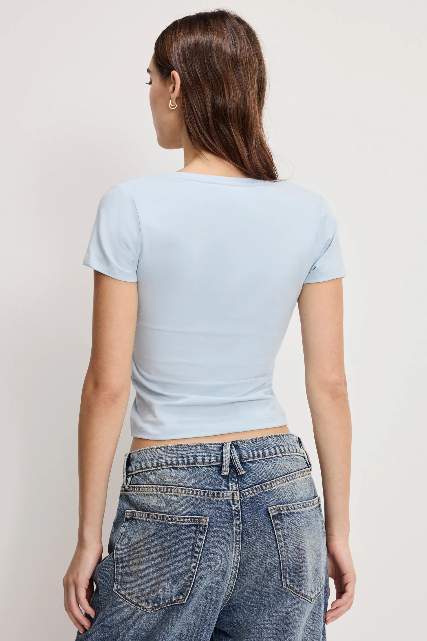 super stretch v neck baby tee