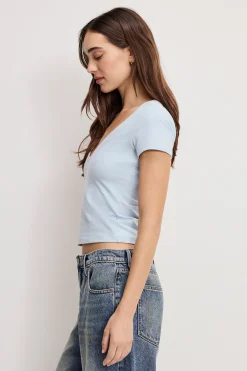 super stretch v neck baby tee