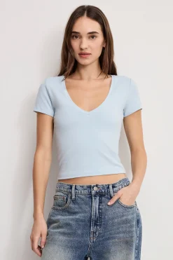 super stretch v neck baby tee