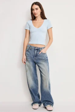 super stretch v neck baby tee