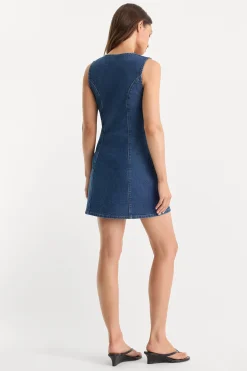 the denim v neck dress