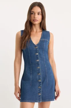 the denim v neck dress