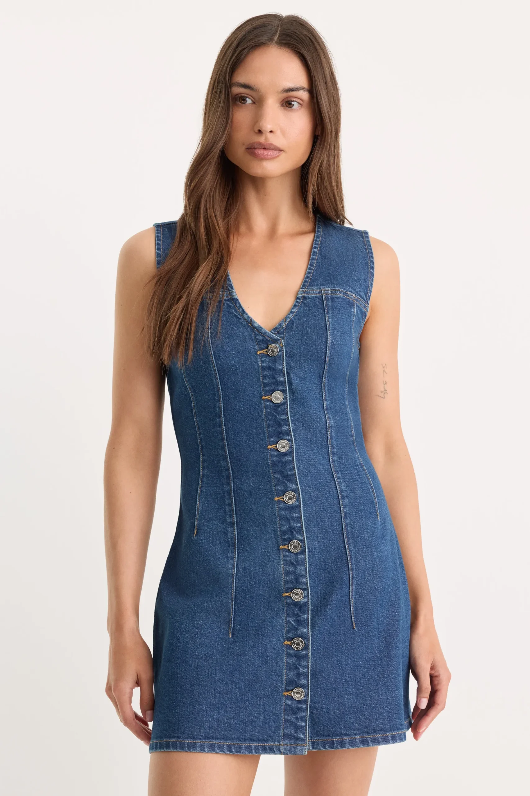 the denim v neck dress