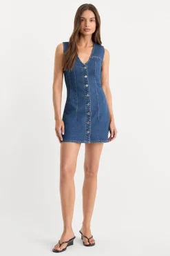 the denim v neck dress