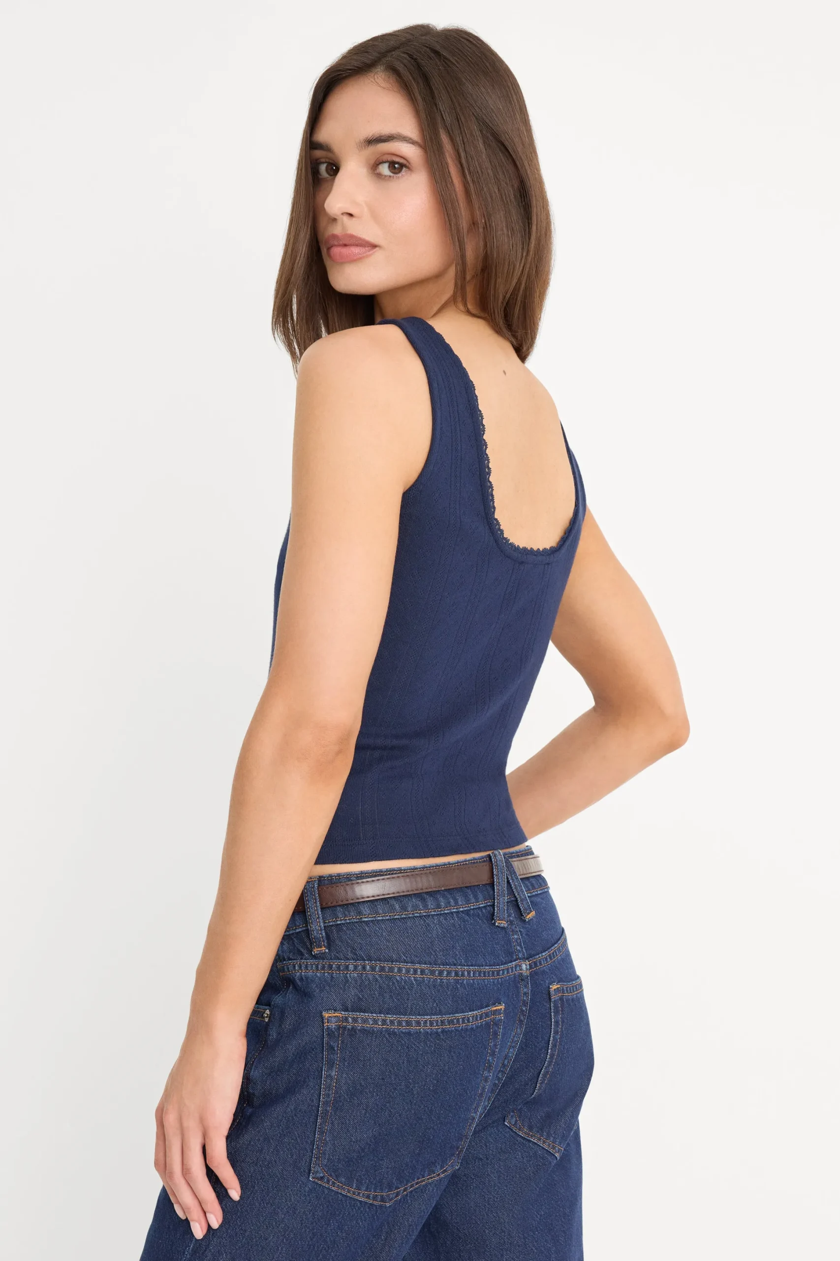the pointelle button down tank