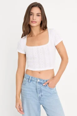 the pointelle square neck top