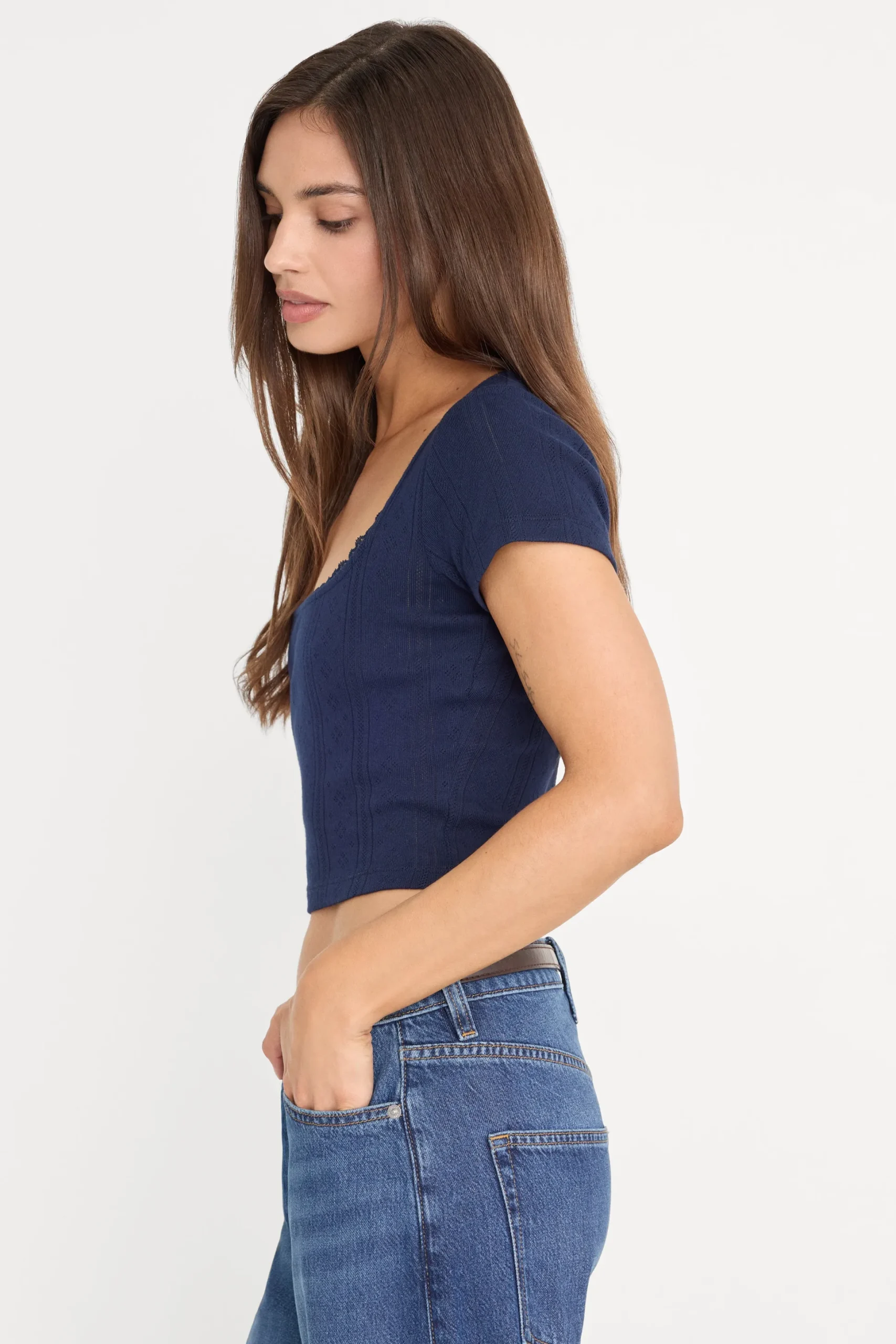 the pointelle square neck top