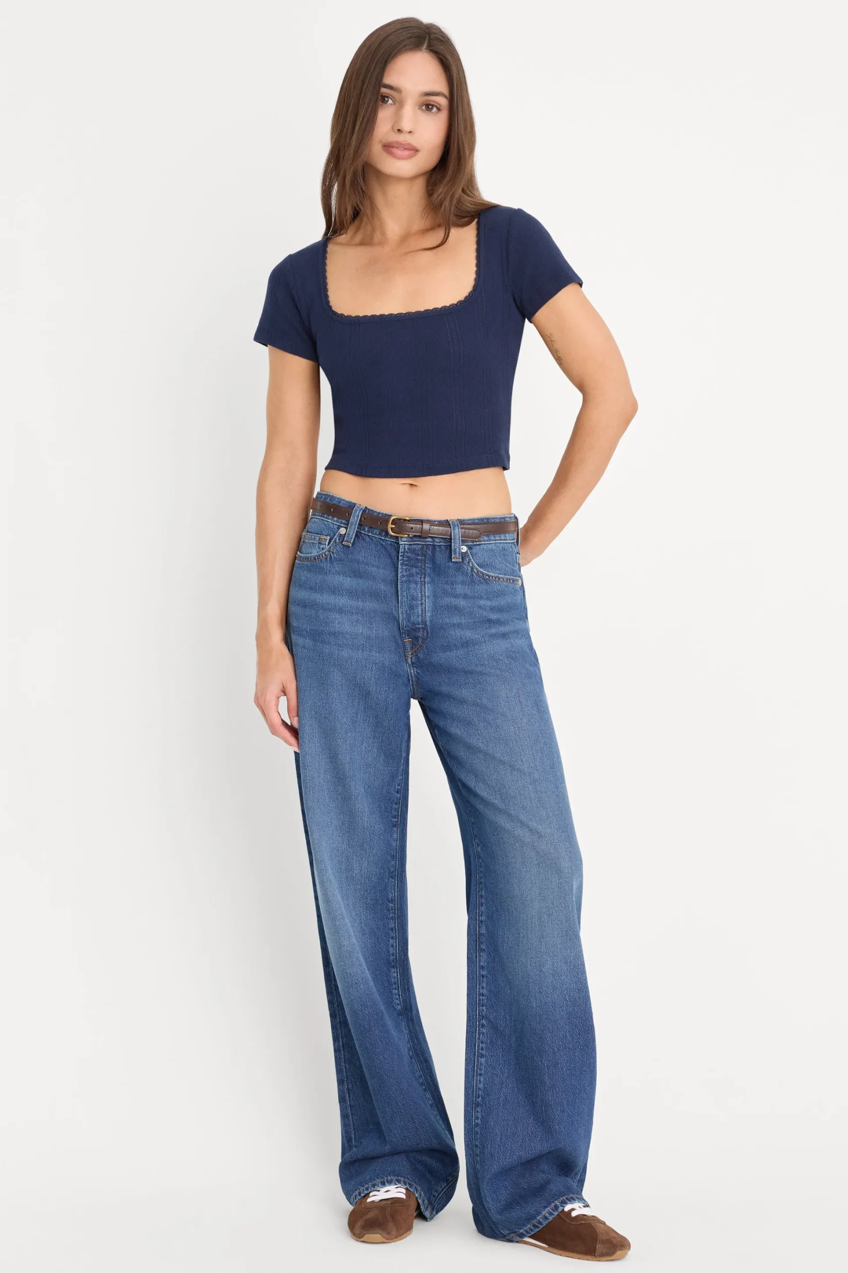 the pointelle square neck top