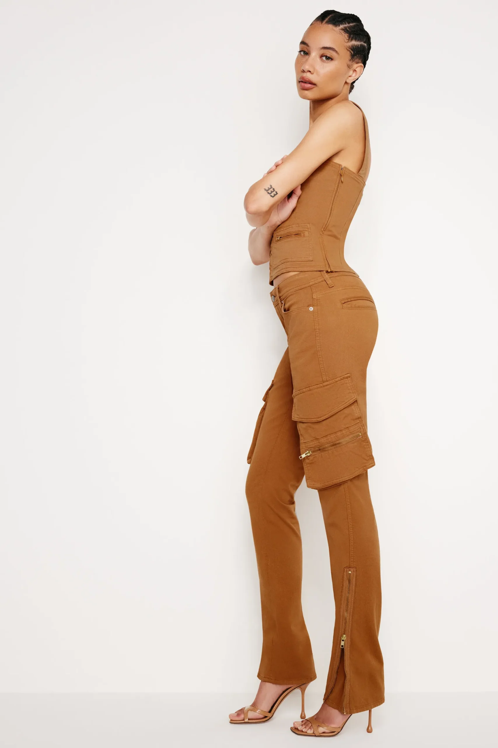 twill skinny cargo pants