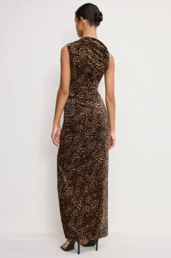 velvet high neck maxi dress