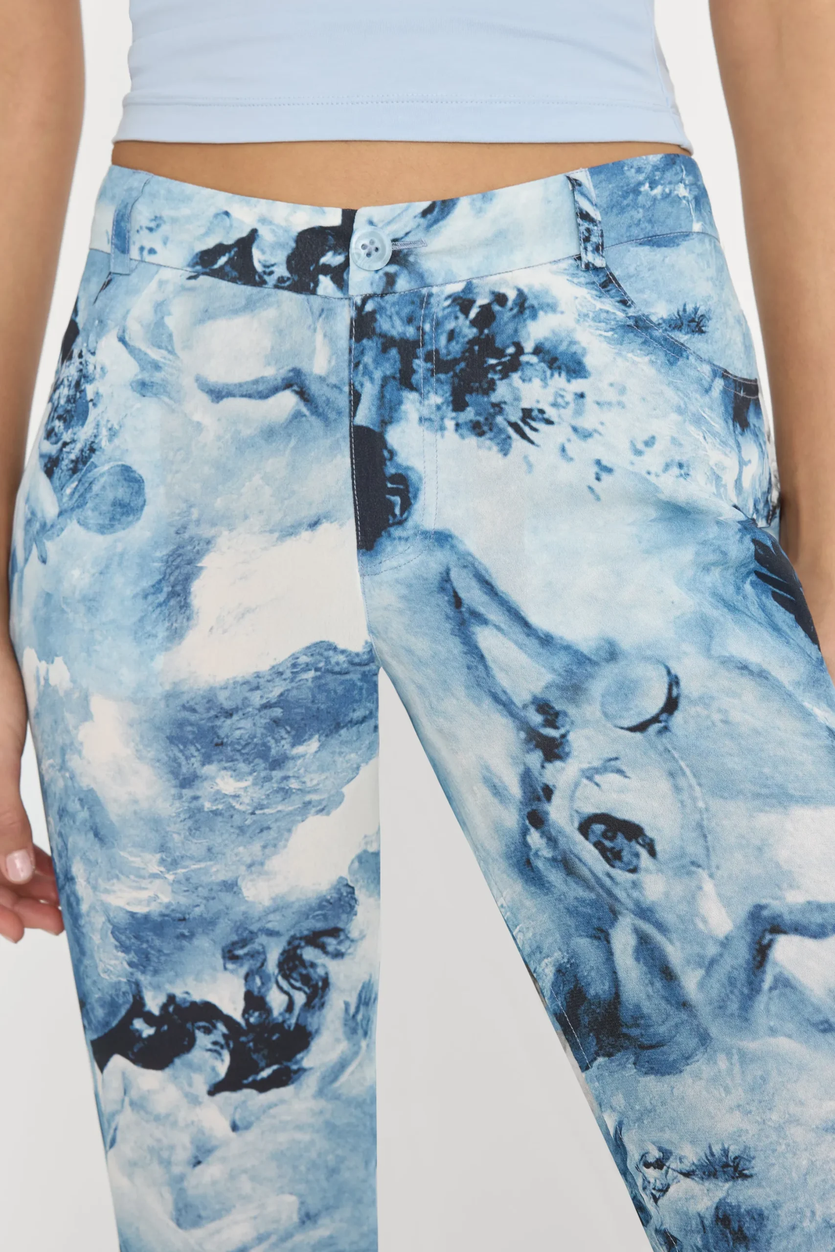v waist chiffon flare pants