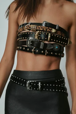 wide studded western belt